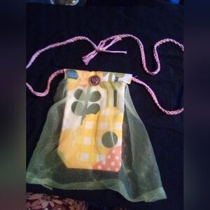 Faery Realm Adventures Handmade Belt Pouch Tie Waist  Yellow One Of A Kind NWT